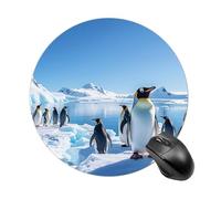 Penguin Antarctica Ice Round Mouse Pad Smooth Glide Gaming Mousepad Extra Density Portable Comfortable Mouse Mat for Desk, Home, Office 7.8x7.8 Inches