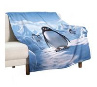 Penguin Antarctica Ice Throw Blanket 50"x60" - Super Soft Flannel Fleece, Lightweight Blankets for All Seasons, Reversible Blanket for Couch Bed Travel & Gifts