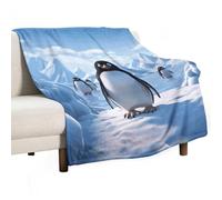 Penguin Antarctica Ice Throw Blanket 70"x80" - Super Soft Flannel Fleece, Lightweight Blankets for All Seasons, Reversible Blanket for Couch Bed Travel & Gifts