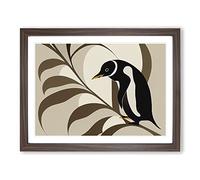 Penguin Art Nouveau Vol.1 Abstract Framed Print | A4 Walnut Framed Wall Art | Ready to Hang | Abstract Fantasy Picture | Living Room Bedroom Lounge Office