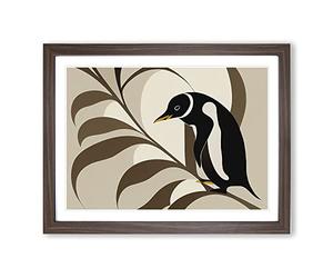 Penguin Art Nouveau Vol.1 Abstract Framed Print | A4 Walnut Framed Wall Art | Ready to Hang | Abstract Fantasy Picture | Living Room Bedroom Lounge Office