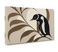 Penguin Art Nouveau Vol.1 Canvas Print | Gallery Wrapped 30mm Frame Wall Art | 30x20 inches | Ready to Hang | Abstract Animals Picture | Living Room Bedroom Lounge Office