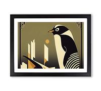 Penguin Art Nouveau Vol.2 Abstract Framed Print | A4 Black Framed Wall Art | Ready to Hang | Abstract Fantasy Picture | Living Room Bedroom Lounge Office