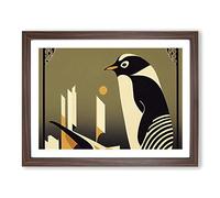 Penguin Art Nouveau Vol.2 Abstract Framed Print | A4 Walnut Framed Wall Art | Ready to Hang | Abstract Fantasy Picture | Living Room Bedroom Lounge Office