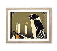 Penguin Art Nouveau Vol.2 Abstract H1022 Framed Print for Living Room Bedroom Home Office Décor, Wall Art Picture Ready to Hang, Oak A4 Frame (34 x 25 cm)