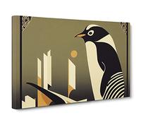 Penguin Art Nouveau Vol.2 Canvas Print | Gallery Wrapped 30mm Frame Wall Art | 30x20 inches | Ready to Hang | Abstract Animals Picture | Living Room Bedroom Lounge Office