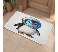 Penguin Astronaut Front Door Mat, Heavy Duty Bathroom Rugs Durable Welcome Mat for Outdoor Indoor, Super Absorbent Bath Rugs for Entryway Outside Patio Porch, 60x90cm