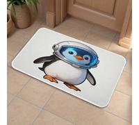 Penguin Astronaut Front Door Mat, Heavy Duty Bathroom Rugs Durable Welcome Mat for Outdoor Indoor, Super Absorbent Bath Rugs for Entryway Outside Patio Porch, 50x80cm