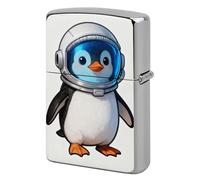 Penguin Astronaut Lighter Case Metal Double-Sided Lighter Cover Pocket Lighters Sleeve Windproof Lighters Accessories for Men Women