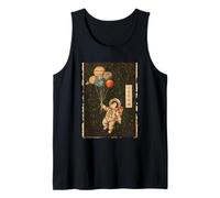 Penguin Astronaut Solar System Planets Japanese Art Tank Top