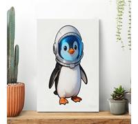 Penguin Astronaut Wall Art for Living Room Modern Canvas Framed Prints Paintings Artwork for Walls, Minimalist Abstract Art Pictures for Hallway, Office Wall Decor 16x24inch(40x60cm)