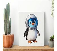Penguin Astronaut Wall Art for Living Room Modern Canvas Framed Prints Paintings Artwork for Walls, Minimalist Abstract Art Pictures for Hallway, Office Wall Decor 12x16inch(30x40cm)