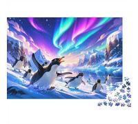 Penguin Aurora 1000 Pieces Mini Jigsaw Puzzle for Adults | 38x26cm Cardboard Living Room Decor Durable Structure Birthday Gift Stress Relief