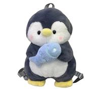 Penguin Backpack - Flexible Strap Plush School Bag, Soft Cartoon Animal Shoulder Purse For Girls, Thickened Polyester Travel Rucksack For Women, Cute Doll Tote Sack For Phone Wallet Stationery