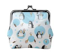 Penguin Balloon Snowflake coin purse for women,small womens wallet,small makeup bag for purse,ultra-thin retro change wallet, Black, One Size, Art Deco