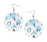 Penguin Balloon Snowflake Leather Round Earrings Daily Accessories Working At Work Women'S Fashion