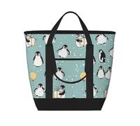 Penguin Balloon Snowflake,Lunch Bags Large Capacity Insulated Tote Bag For Women Men Work Picnic Travel