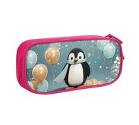 Penguin Balloon Snowflake Pencil Case, Zip Smooth Pencil Case, Portable Pencil Case Large School Stationery Storage Bag, Make-Up Bag