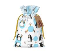 Penguin Balloon Snowflake print Christmas Bag - Premium Holiday packet, Festive Xmas Packaging with Joyful Designs