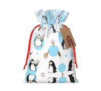 Penguin Balloon Snowflake print Christmas Bag - Premium Holiday packet, Festive Xmas Packaging with Joyful Designs