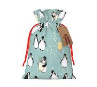 Penguin Balloon Snowflake Print Gift Bags,Cute And Stylish Presents Packaging With Drawstring