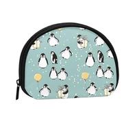 Penguin Balloon Snowflake Print Portable Mini Storage Bag Shell Shaped Wallet Small Coin Wallet Shell Storage Bag