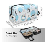 Penguin Balloon Snowflake Print Toiletry Bag for Men Travel Toiletry Bag, Spacious Capacity Cosmetic Bag for Women