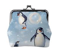 Penguin Balloon Snowflake Print Versatile Coin Purse Exquisite Mini Wallet Cute Change Pouch for Any Occasion