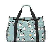 Penguin Balloon Snowflake Print Womens Sports Bags Travel Bag - Gym Tote Bag with Compartment,Duffel Bags for Men,Ladies Holdall,Carry On Weekend Travel Handbags for Women
