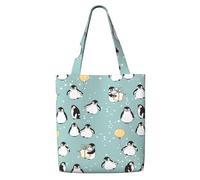 Penguin Balloon Snowflake,Reusable Grocery Bags Shopping Tote Bags Large Capacity Canvas Shoulder bag