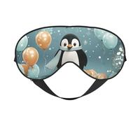 Penguin Balloon Snowflake Sleep Mask for Women & Men - Double-Sided Eye Mask with Adjustable Strap, Soft Silky Feel, Light-Blocking & Breathable for Travel, Nap, Shift Work, Yoga