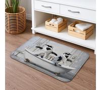 Penguin Bath Mat, Cute Animal Cartoon Style Non Slip Shower Mat, Winter Decorative Absorbent Quick Dry Bath Rugs for Bathroom Toilet Restroom 20x32 Inch