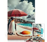 Penguin Beach Holiday Teenagers Puzzles 1000 Piece Jigsaws Brain Workout Toy Soothing Fun Art Assembly Art Collectible (50x75cm)