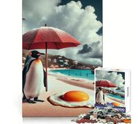 Penguin Beach Holiday Teenagers Puzzles 1000 Piece Jigsaws Brain Workout Toy Soothing Fun Art Assembly Art Collectible (50x75cm)