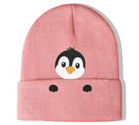 Penguin Beamie Hat Gifts for Women Men The Penguins Embroidery Knitted Hat Cute Stuff Animals Lover Gift Costume Accessories Decor for Kids Girls Boys Christmas Stocking Stuffer Pink