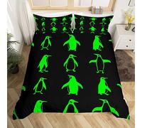 Penguin Bedding Duvet Cover Set Kids Cartoon Penguins Bedding Set Cute Polar Animal Comforter Cover Set for Boys Girls Room Decor Lightweight Bedspread Cover Super King With 2 Pillow Case