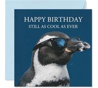 Penguin Birthday Card for Men Women - Cool Animals - Happy Birthday Card for Son Neighbour Dad Colleague, 145mm Bday Greeting Cards