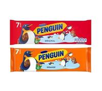 Penguin Biscuit Bars Multipack, Original and Orange Flavours, 7 Bars x 24.6g, No Artificial Colours or Flavours, Pack of 2