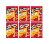 Penguin Bites Baked Crackers Cheese Flavour 125g,Source of Fibre,No Artificial Colours or Flavours,Suitable for Vegetarians,Pack Of 6