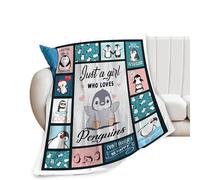 Penguin Blanket Penguins Throw Blanket Soft Fleece Flannel Bedding Antarctic Gifts for Men Boys Women Girls Lovers Adults Stuff Plush for Couch Sofa Bed Room Decor 40"X50"