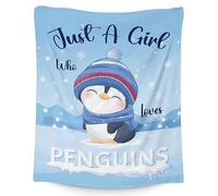 Penguin Blankets - Soft Fuzzy Blanket Throw for Kids, Adults - 30"x40" Small Blankets for Living Room & Office - Blue Cute Blanket Gifts