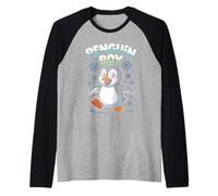 Penguin Boy Mens Cartoon Winter Arctic Animal Birthday Party Raglan Baseball Tee