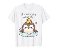 Penguin Bubble Bath Soaking in Serenity Rubber Duck T-Shirt