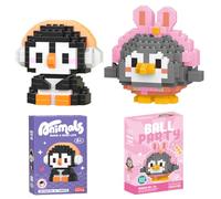 Penguin Building Blocks, 2 Pcs Penguin Building Block Mini Bricks Toy Animals Bricks Blocks Collection Creativity Toy Brick DIY Blocks Home Decor Ornament Gifts for Adults Teens Children