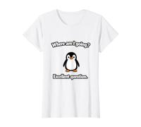 Penguin But Why Mountains Motivational Nihilist Penguin Tee Value Graphic T-Shirt, Women, White, S