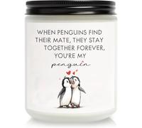 Penguin Candle Gift for Her Him, Lavender Candle with Humorous Scent Relief, Cute Valentines Anniversary Birthday Christmas Presents, Romantic Present for Girlfriend Boyfriend Wife Husband Couples