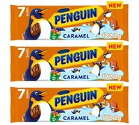 Penguin Caramel Chocolate Biscuit Bars, 7 x 24.6g Pack, 172.2g, Vegetarian Friendly, Pack Of 3