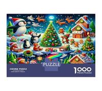 Penguin Cardboard Penguins in Christmas Village Premium Jigsaw Puzzle Boredom Buster Home Decor 52x38cm/1000pcs