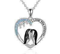Penguin/Cat/Horse/Elephant/Wolf/Hummingbird/Giraffe/Eagle Pendant Necklace Sterling Silver I Love You Forever Animal Necklace Jewelry Gifts for Women Girls