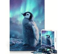 Penguin Chick Under Aurora Borealis 1000 Pieces Jigsaw Puzzles for Teenagers Intellect Toy Bonding Time Quality Cut Memorable Gift (38x26cm)